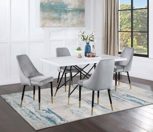 Gabrielle 5-piece Marble Top Rectangular Dining Table Set White and Grey image