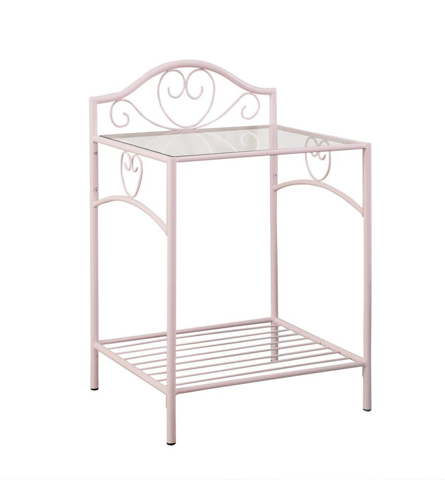 Massi 1-shelf Nightstand with Glass Top Powder Pink image