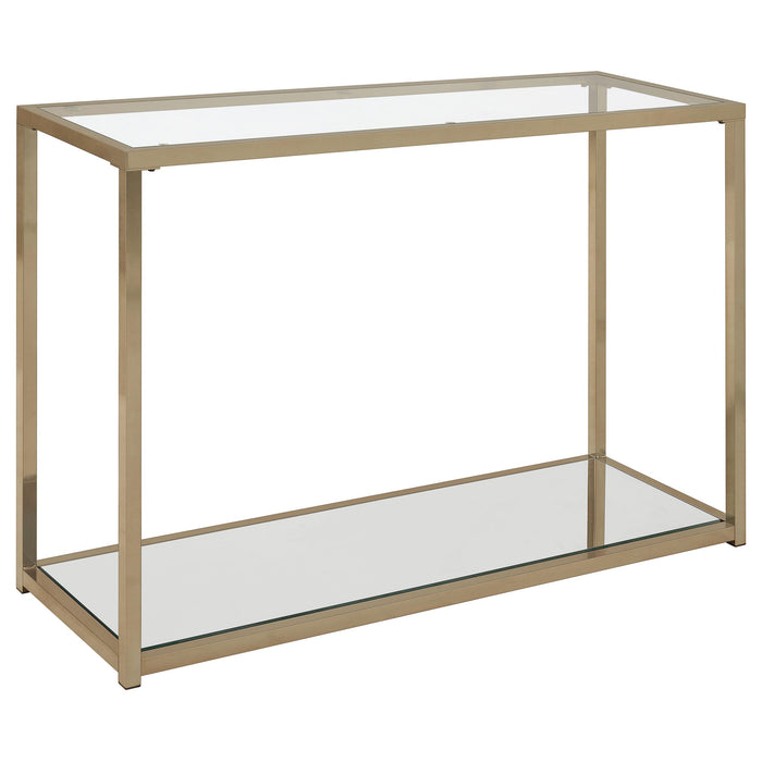 Cora Sofa Table with Mirror Shelf Chocolate Chrome image