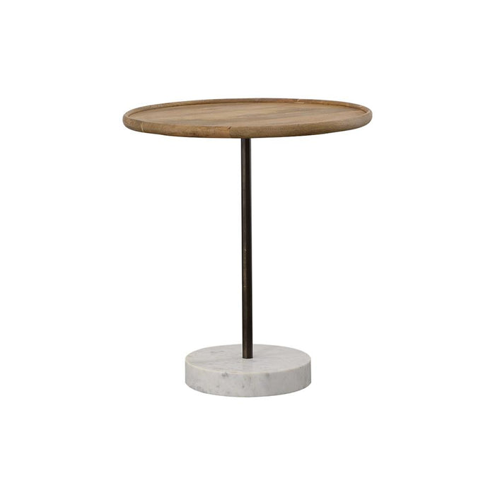 Ginevra Round Wooden Top Accent Table Natural and White image