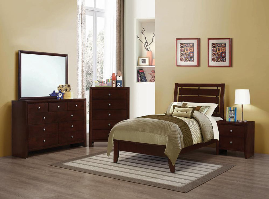 Serenity Twin Panel Bed with Cut-out Headboard Rich Merlot