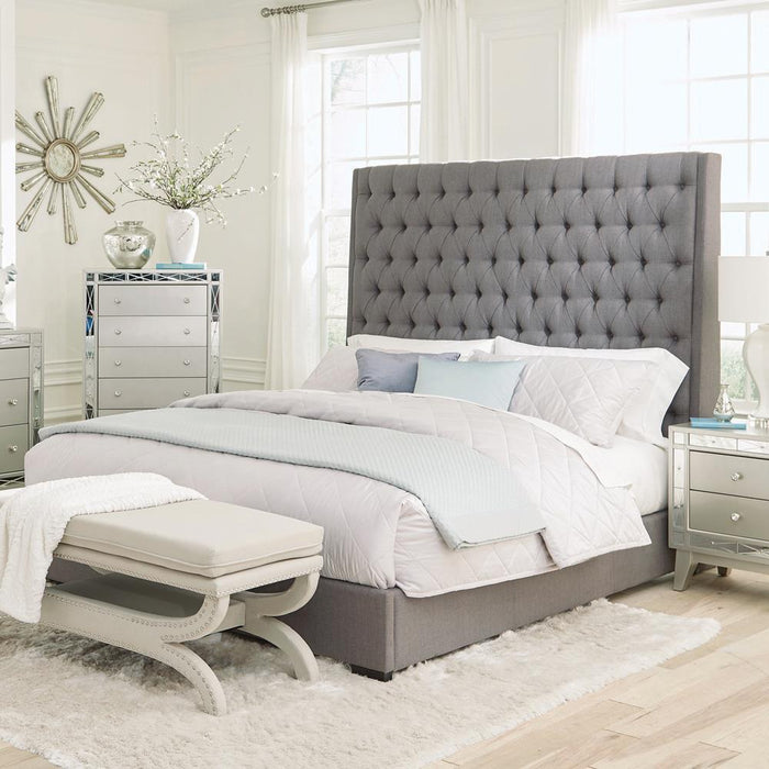 Camille Tall Tufted California King Bed Grey