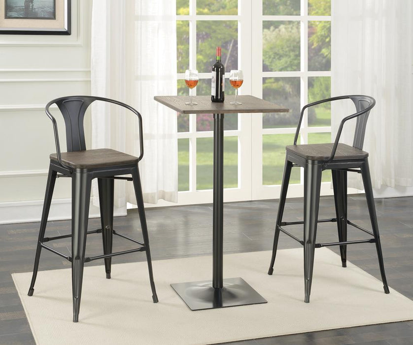 Cavalier Square Bar Table Dark Elm and Matte Black