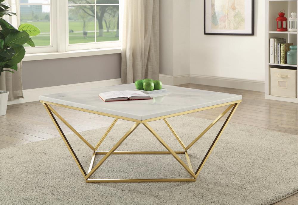 Elana Rectangle 2-shelf Coffee Table Glossy White