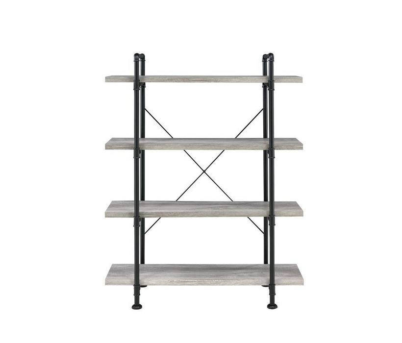 Delray 4-tier Open Shelving Bookcase Grey Driftwood and Black