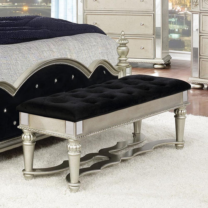 Heidi Upholstered Bench Metallic Platinum