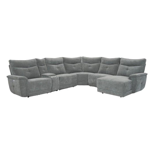 9509DG6LRPWH5R - (6)6-Piece Modular Power Reclining Sectional with Power Headrests, Right Chaise and USB Ports image