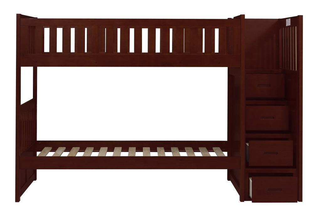 Rowe Bunk Bed w/ Reversible Step Storage in Dark Cherry B2013SBDC-1